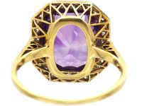 Art Deco 18ct Gold & Platinum Amethyst & Diamond Octagonal Ring