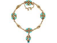 Early Victorian 15ct Gold & Turquoise Bracelet