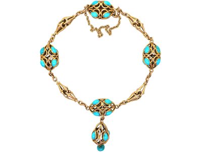 Early Victorian 15ct Gold & Turquoise Bracelet