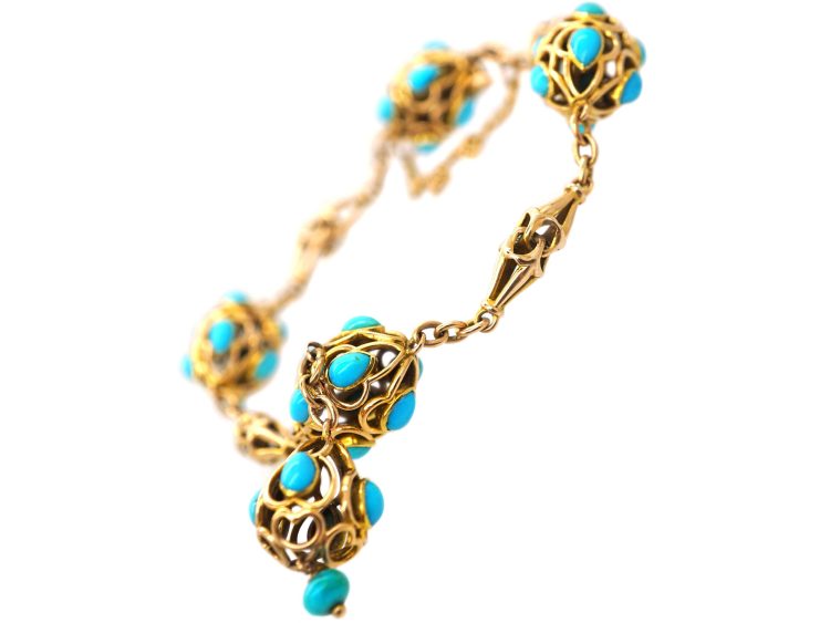 Early Victorian 15ct Gold & Turquoise Bracelet