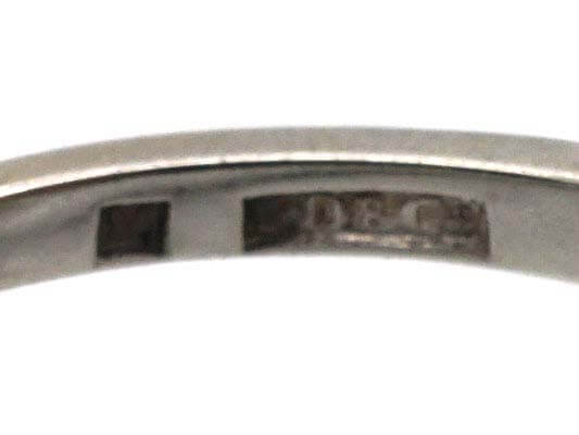 Art Deco Swedish 18ct White Gold Aquamarine & Diamond Cluster Ring