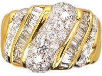 Modernist 18ct Gold & Diamond Slanting Motif Ring