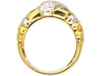 Modernist 18ct Gold & Diamond Slanting Motif Ring