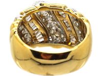 Modernist 18ct Gold & Diamond Slanting Motif Ring