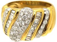 Modernist 18ct Gold & Diamond Slanting Motif Ring