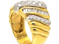 Modernist 18ct Gold & Diamond Slanting Motif Ring