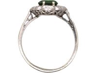 Art Deco Platinum Green Tourmaline & Diamond Ring