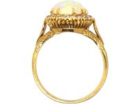 Edwardian 18ct Gold Opal & Diamond Oval Cluster Ring