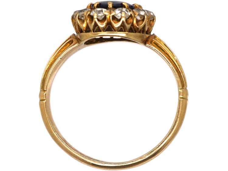 Edwardian 18ct Gold Sapphire & Diamond Oval Cluster Ring