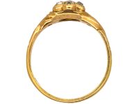 Victorian 18ct Gold Ruby & Diamond Flower Cluster Ring with Ornate Shoulders