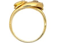 Victorian 18ct Gold Double Snake Ring set with Diamonds with Rose Diamond & Ruby Eyes