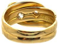 Victorian 18ct Gold Double Snake Ring set with Diamonds with Rose Diamond & Ruby Eyes