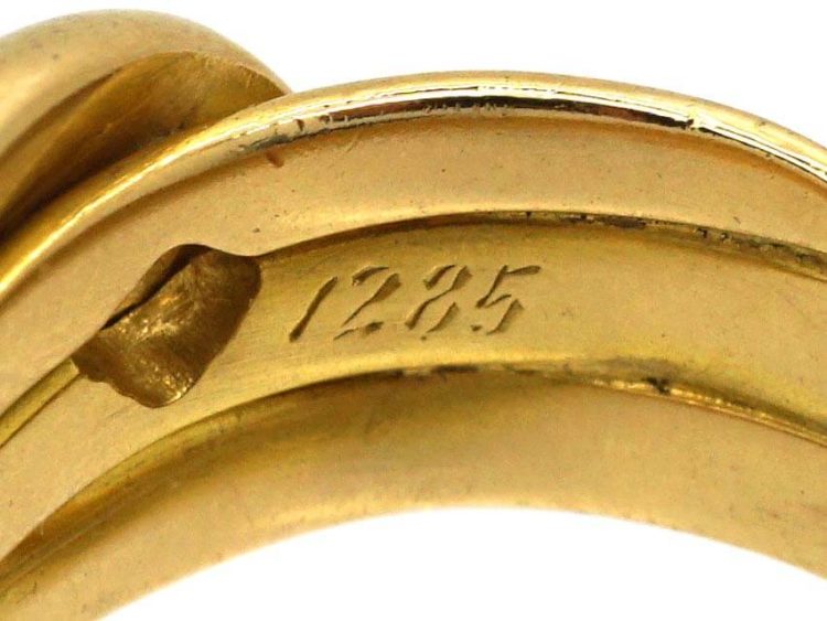 Victorian 18ct Gold Double Snake Ring set with Diamonds with Rose Diamond & Ruby Eyes