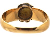 Edwardian 15ct Gold Cluster Ring set with Turquoise & A Natural Split Pearl