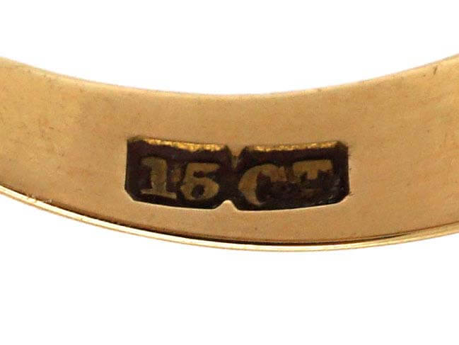 Edwardian 15ct Gold Cluster Ring set with Turquoise & A Natural Split Pearl