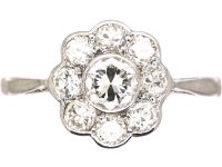 Edwardian Platinum Diamond Cluster Ring