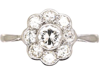 Edwardian Platinum Diamond Cluster Ring