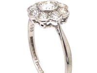 Edwardian Platinum Diamond Cluster Ring