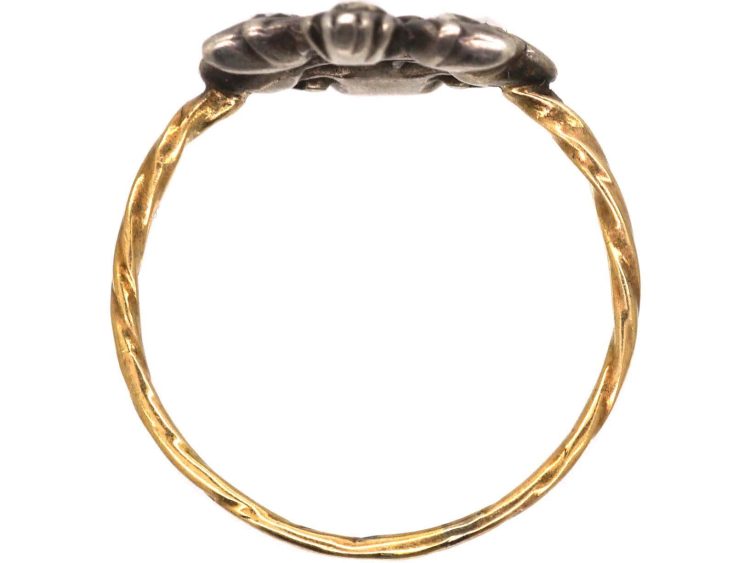 Georgian 15ct Gold & Silver Giardinetti Ring set with Rose Diamonds