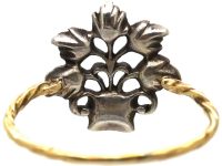 Georgian 15ct Gold & Silver Giardinetti Ring set with Rose Diamonds