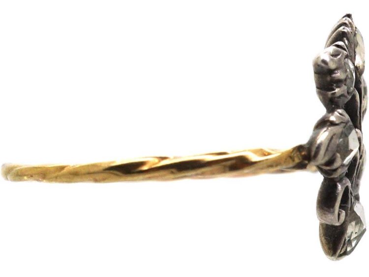 Georgian 15ct Gold & Silver Giardinetti Ring set with Rose Diamonds