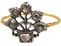 Georgian 15ct Gold & Silver Giardinetti Ring set with Rose Diamonds