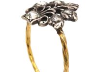 Georgian 15ct Gold & Silver Giardinetti Ring set with Rose Diamonds