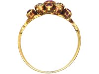 Early Victorian 15ct Gold, Ruby & Rose Diamond Cluster Ring