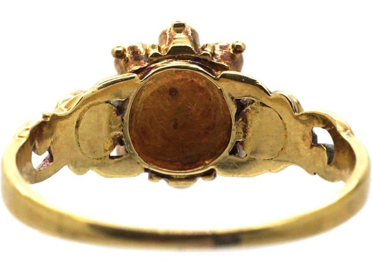 Early Victorian 15ct Gold, Ruby & Rose Diamond Cluster Ring