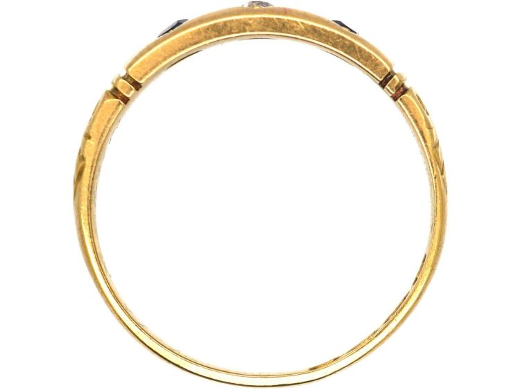 Victorian 18ct Gold Gypsy Ring set with Two Sapphires & a Diamond