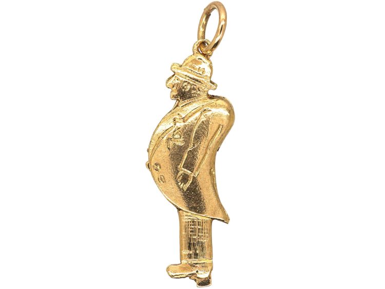 Victorian 9ct Gold Pendant of a Man Standing to Attention