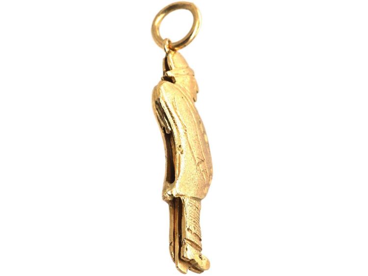 Victorian 9ct Gold Pendant of a Man Standing to Attention