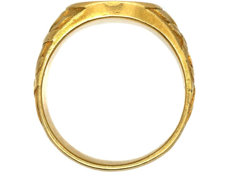 Late 19th Century French 18ct Gold Signet Ring with Intaglio of a Crest