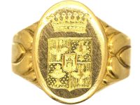 French Late 19th Century Signet Ring with Crest Intaglio