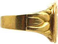 French Late 19th Century Signet Ring with Crest Intaglio
