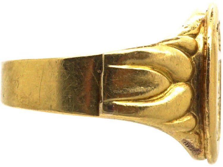 French Late 19th Century Signet Ring with Crest Intaglio