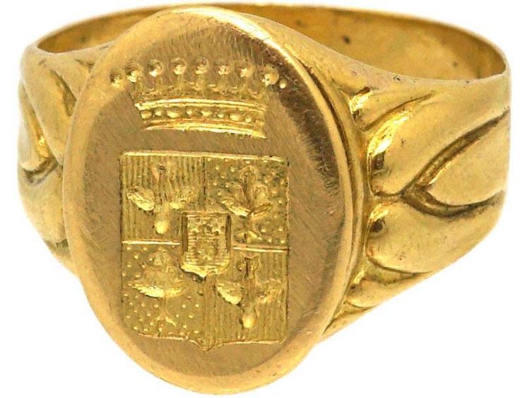 French Late 19th Century Signet Ring with Crest Intaglio