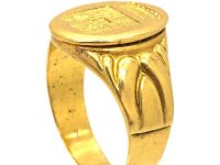 French Late 19th Century Signet Ring with Crest Intaglio