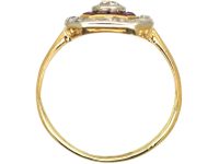 Art Deco 18ct Gold, Calibre Cut Ruby & Diamond Octagonal Ring