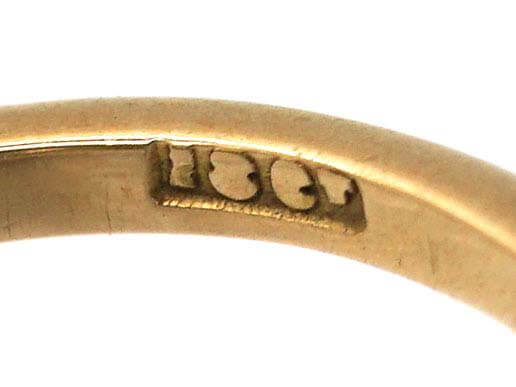 Art Deco 18ct Gold & Platinum Ornate Target Ring set with Diamonds & Emeralds