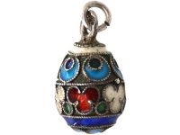 Early 20th Century Russian Silver & Enamel Egg
