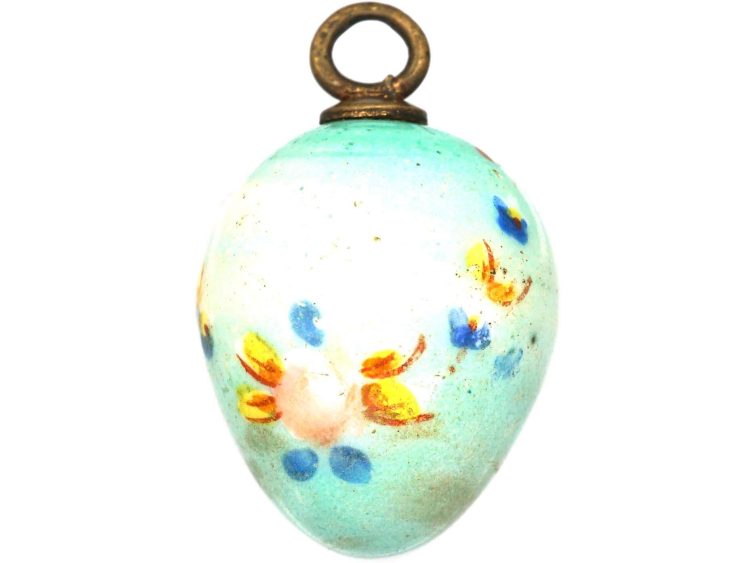 Edwardian Duck Egg Blue Egg with Flowers Motif