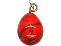 Early 20th Century Red & Gold Glass Egg Pendant