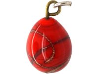 Early 20th Century Red & Gold Glass Egg Pendant
