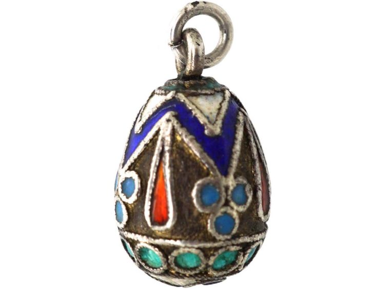 Early 20th Century Silver & Enamel Egg Pendant