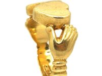 Victorian 18ct Gold Fede & Double Hearts Ring