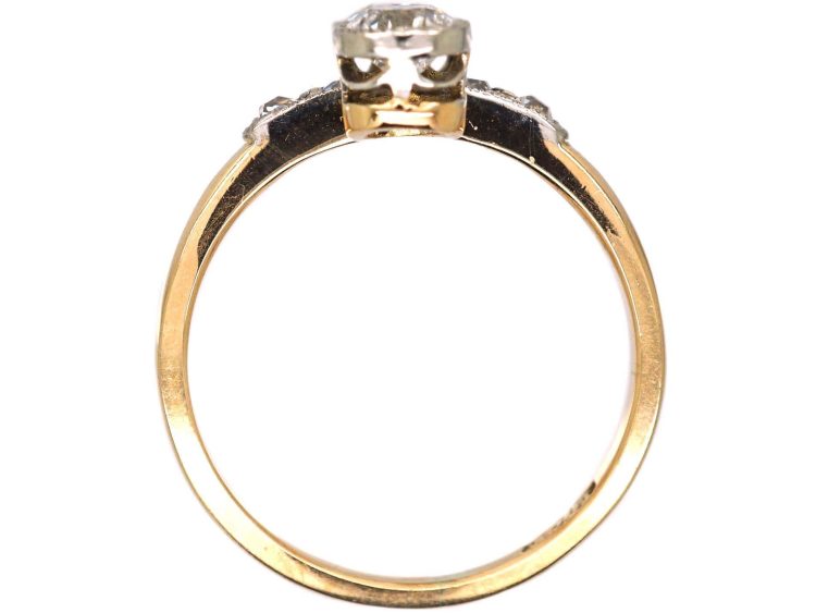 Edwardian 18ct Gold & Platinum Two Stone Diamond Ring