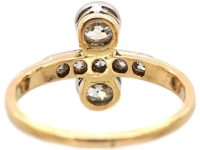 Edwardian 18ct Gold & Platinum Two Stone Diamond Ring