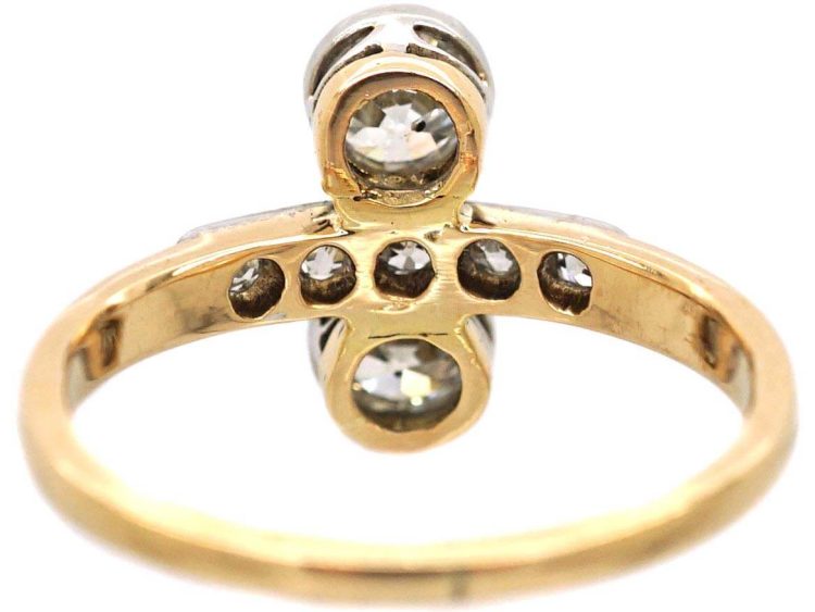 Edwardian 18ct Gold & Platinum Two Stone Diamond Ring