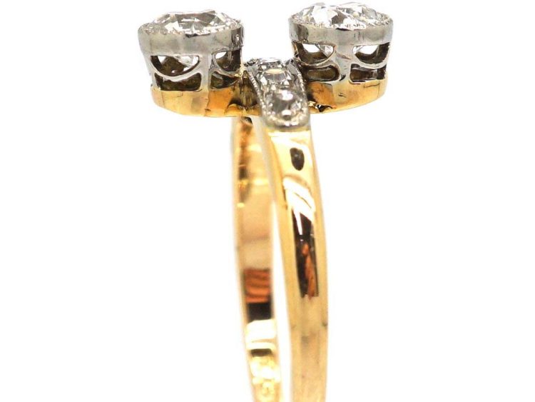 Edwardian 18ct Gold & Platinum Two Stone Diamond Ring